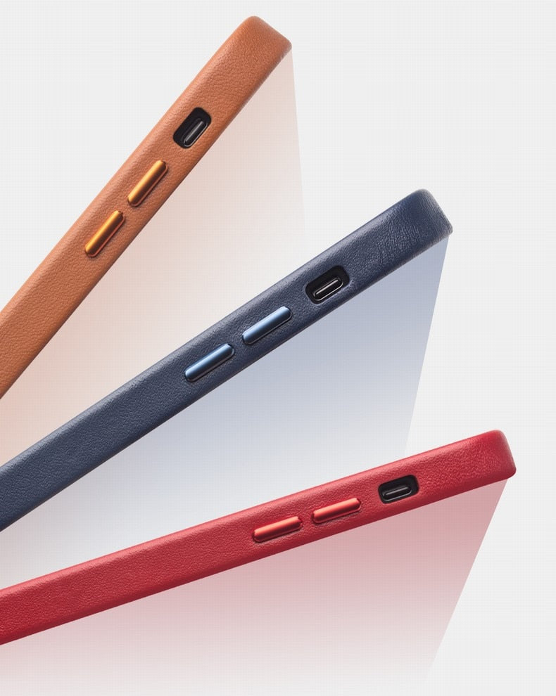 Étui fin en cuir véritable pour iPhone 12