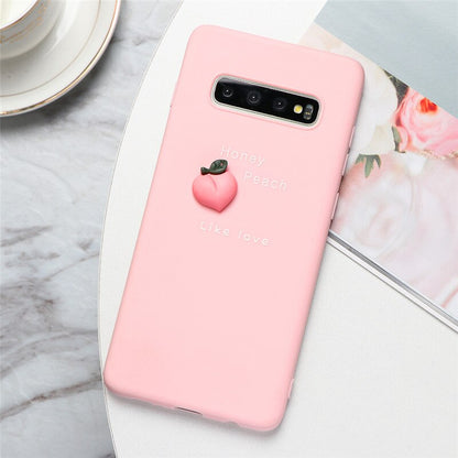 3D Fruit Silicone Phone Case in Pink with a Peach