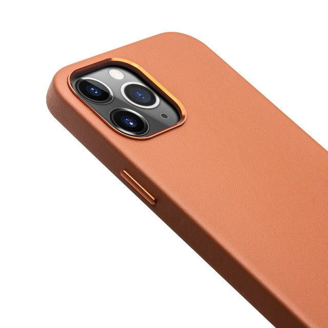 Genuine Leather Slim Phone Case for iPhone 12 Editions