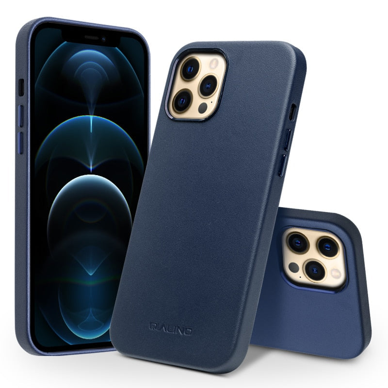Genuine Leather Slim Phone Case for iPhone 12 Editions
